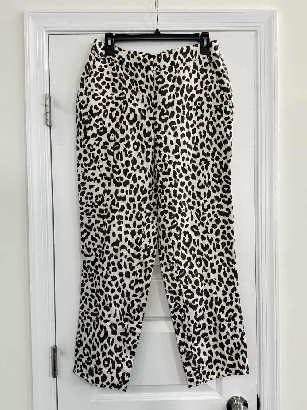 J. Crew Leopard Print Linen Blend Pants Women’s 10 Tall Animal Print